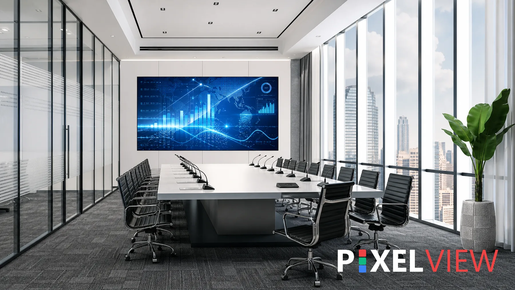 Frameless dvLED video wall in a corporate boardroom