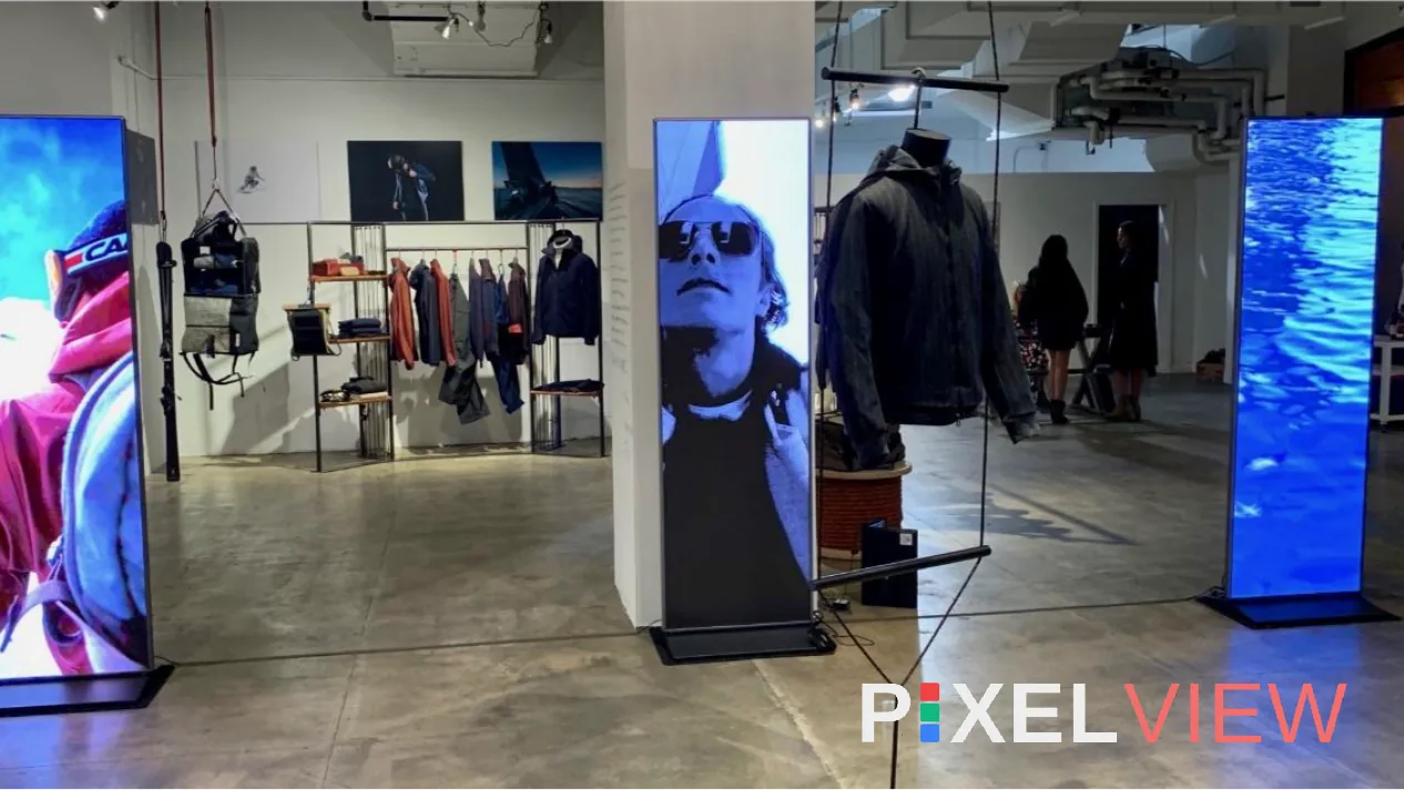 dvLED display in a retail storefront or hotel lobby